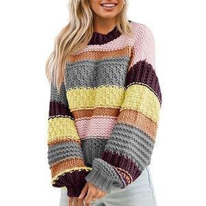 Yellow the Label Colorful Striped Women's Sweater